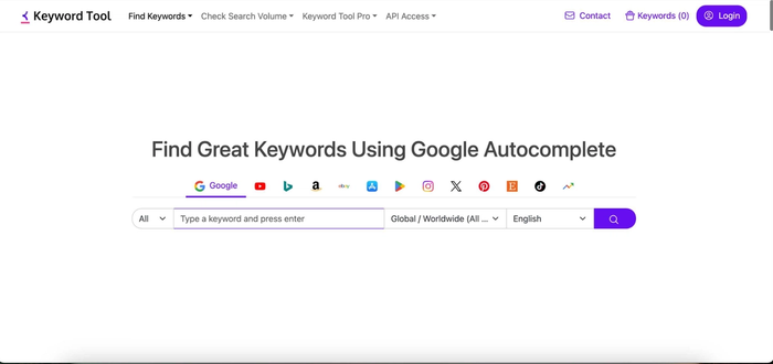 A Keyword Tool's website.