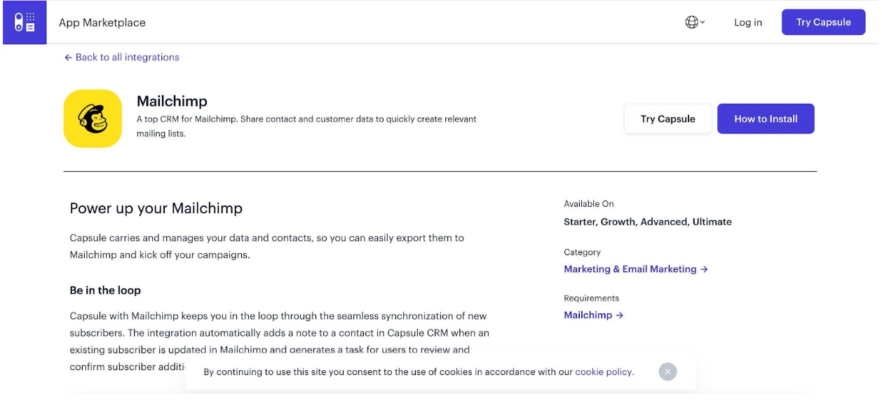 Capsule Mailchimp integration