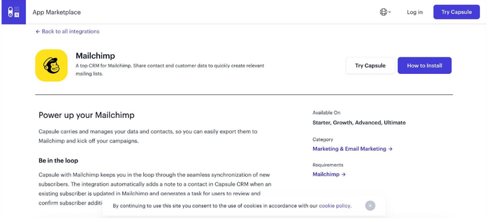 Capsule Mailchimp integration