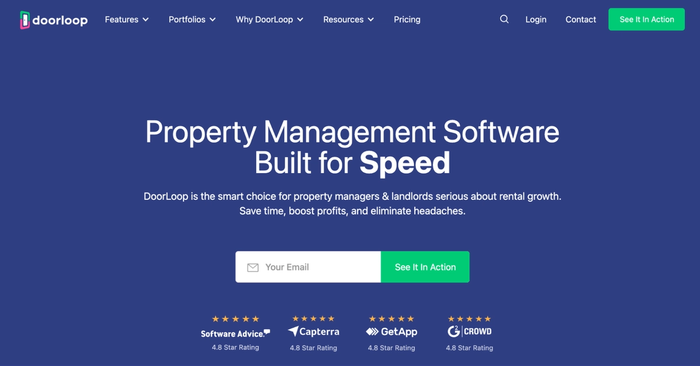 Doorloop's homepage.