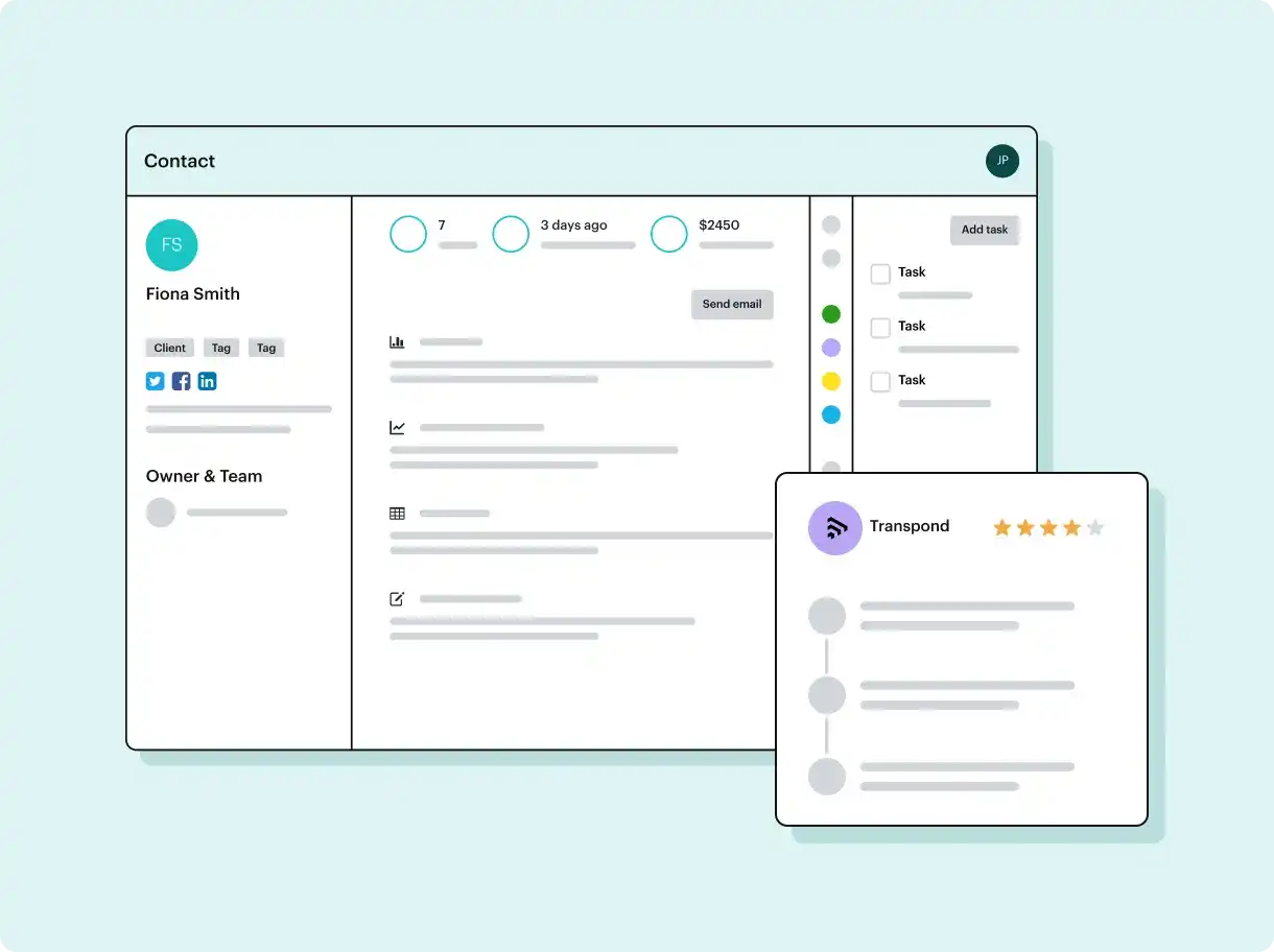 Use Transpond directly from the Capsule CRM interface