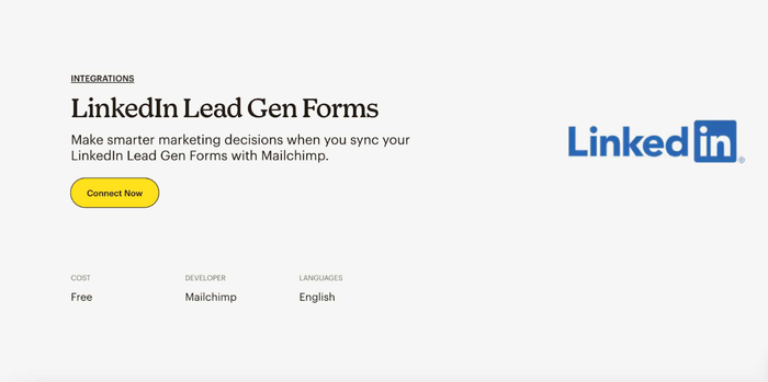 Linkedin Mailchimp integration