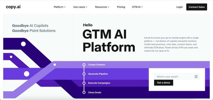 Copy.ai's homepage.