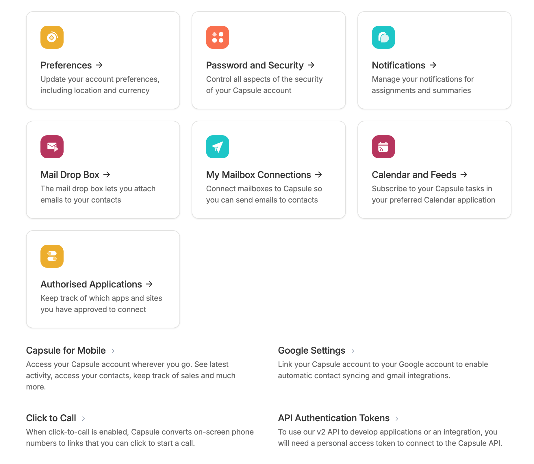 user preferences menu