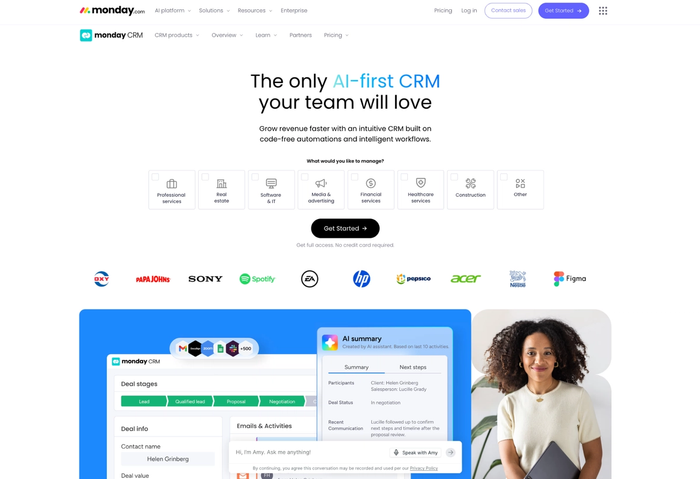 monday.com CRM website