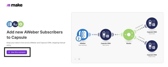 awber scenario landing page with use this scenario button highlighted