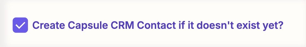 selected option to create capsule contact in find step