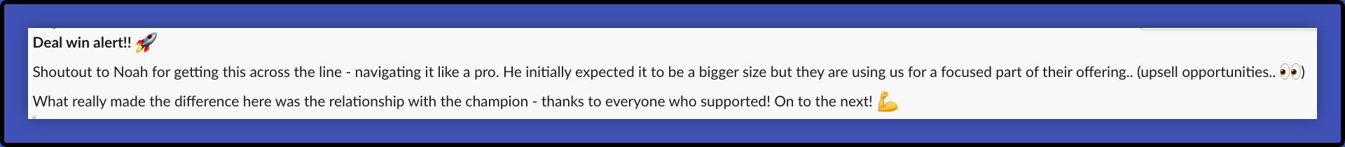 The kudos to Noah post.