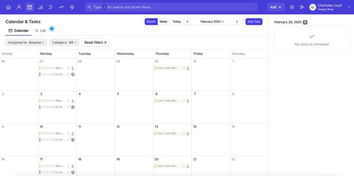 Day in Calendar view highlighted