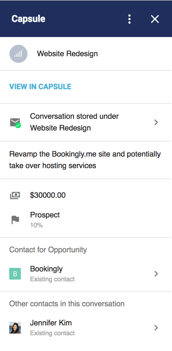 Notification of stored Opportunity