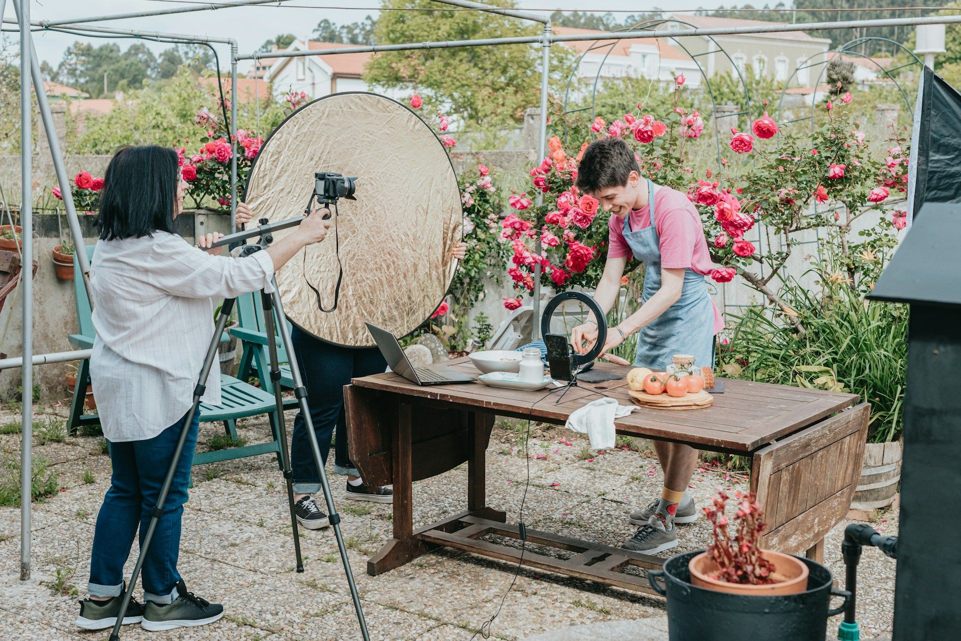 People filming a cooking video