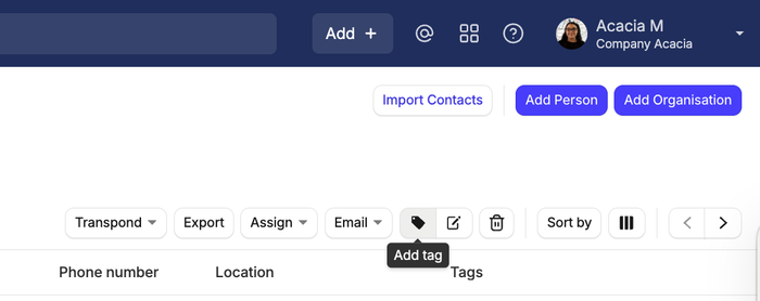 Ajouter un bouton d'étiquette pour une liste de contacts Capsule