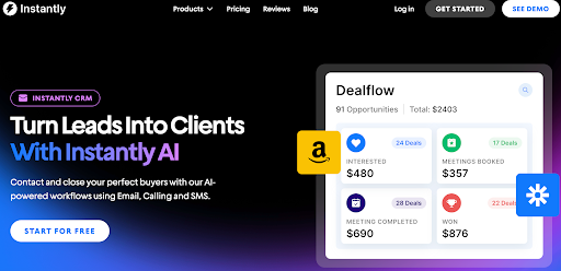 a screenshot of the instantly website
