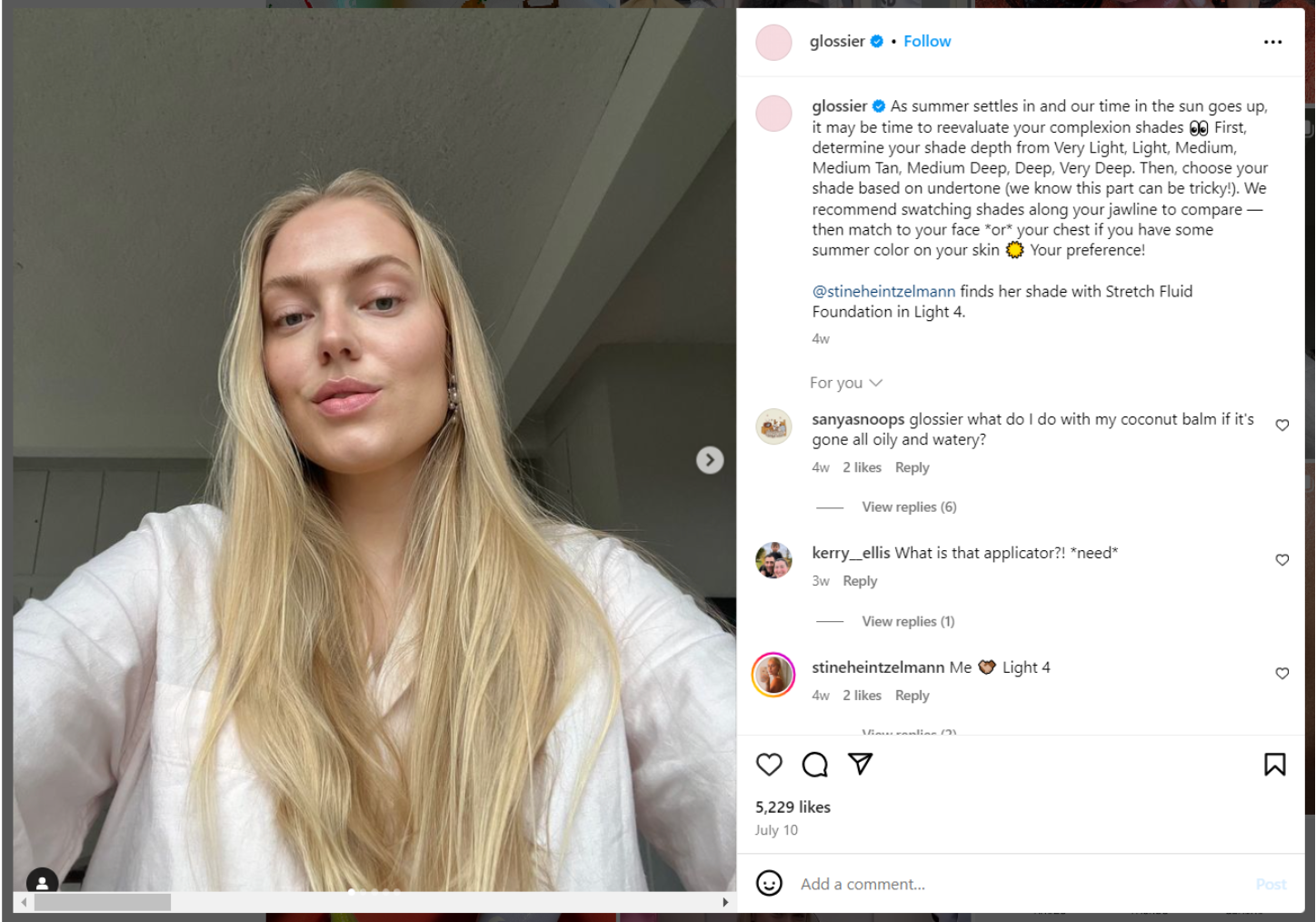 contenido generado por usuarios de Glossier