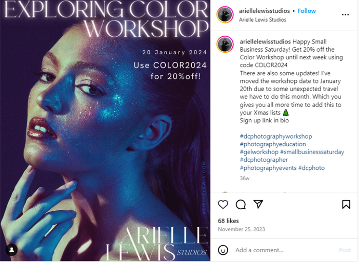 small business saturday post by arielle lewis studios