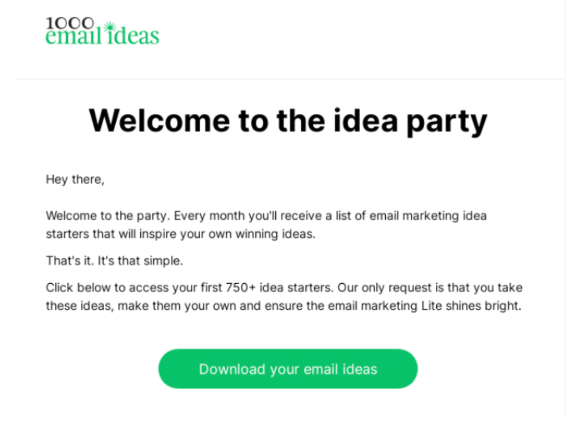 welcome email