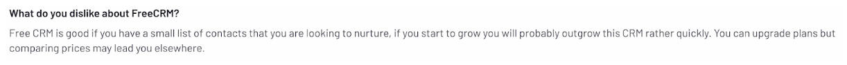 Example of FreeCRM review