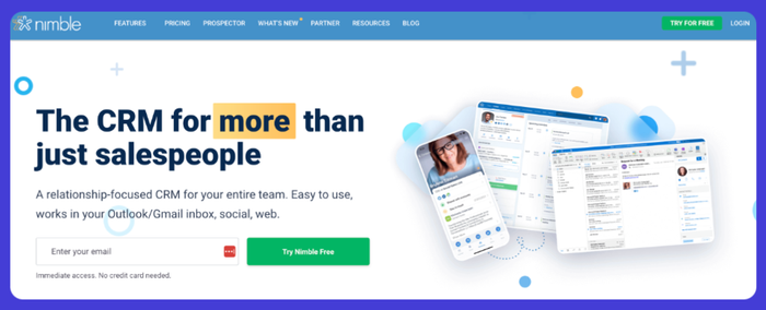 a screenshot of a website that says the crm for more than just salespeople