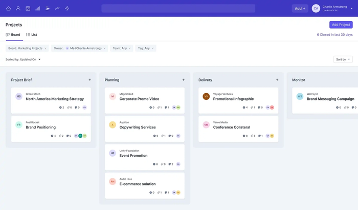 Screenshot: a user views Capsule Projects