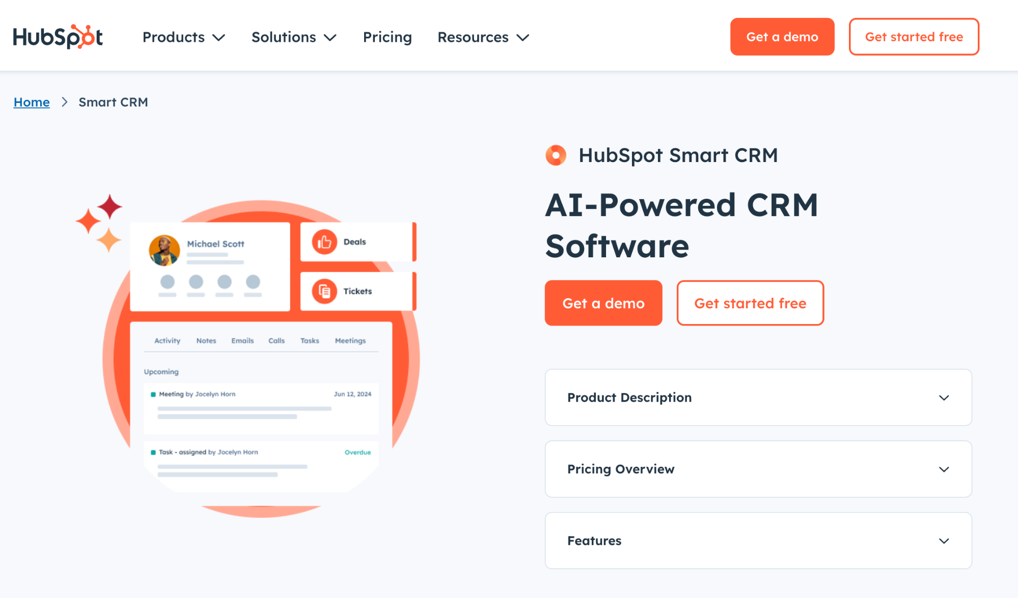 a screenshot of the hubspot smart crm ai-powered crm software