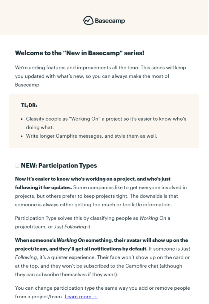New in Basecamp series