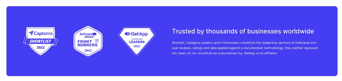 A blue banner saying that Capsule is trusted by thousands of businesses worldwide.