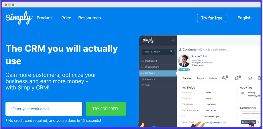 Simply crm screenshot