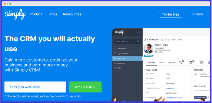 Simply crm screenshot