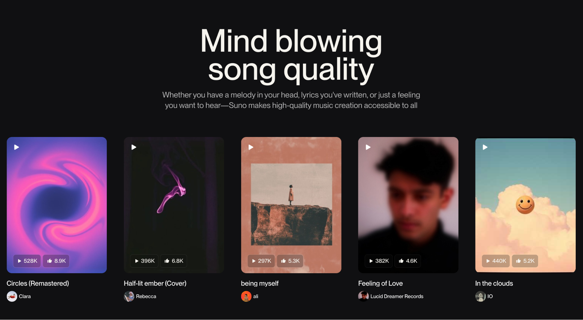 una captura de pantalla de un sitio web que dice calidad de canción impresionante