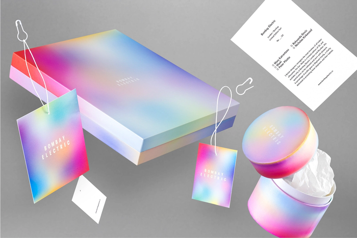 This image for Bombay Electric demonstrates the branding used in their gift package and tags