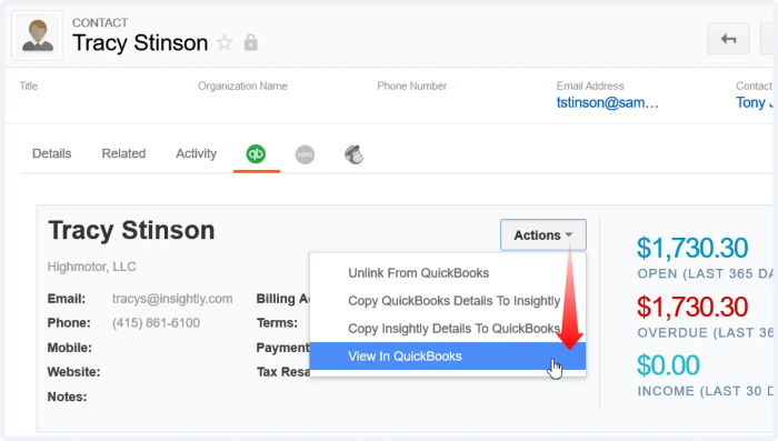 a screenshot of tracy stinson 's contact page