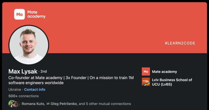 max lysak is a co-founder of mate academy
