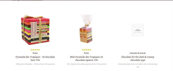 Three different types of chocolate boxes.