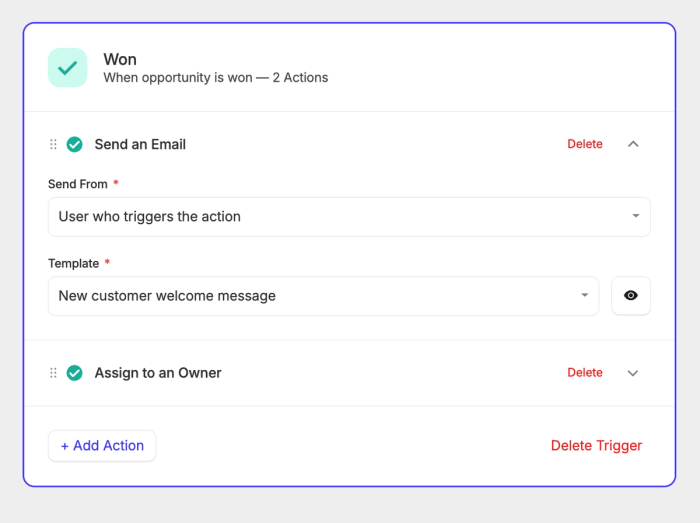 screenshot shows how to set up a workflow automation to Send an automatic welcome message to new customers