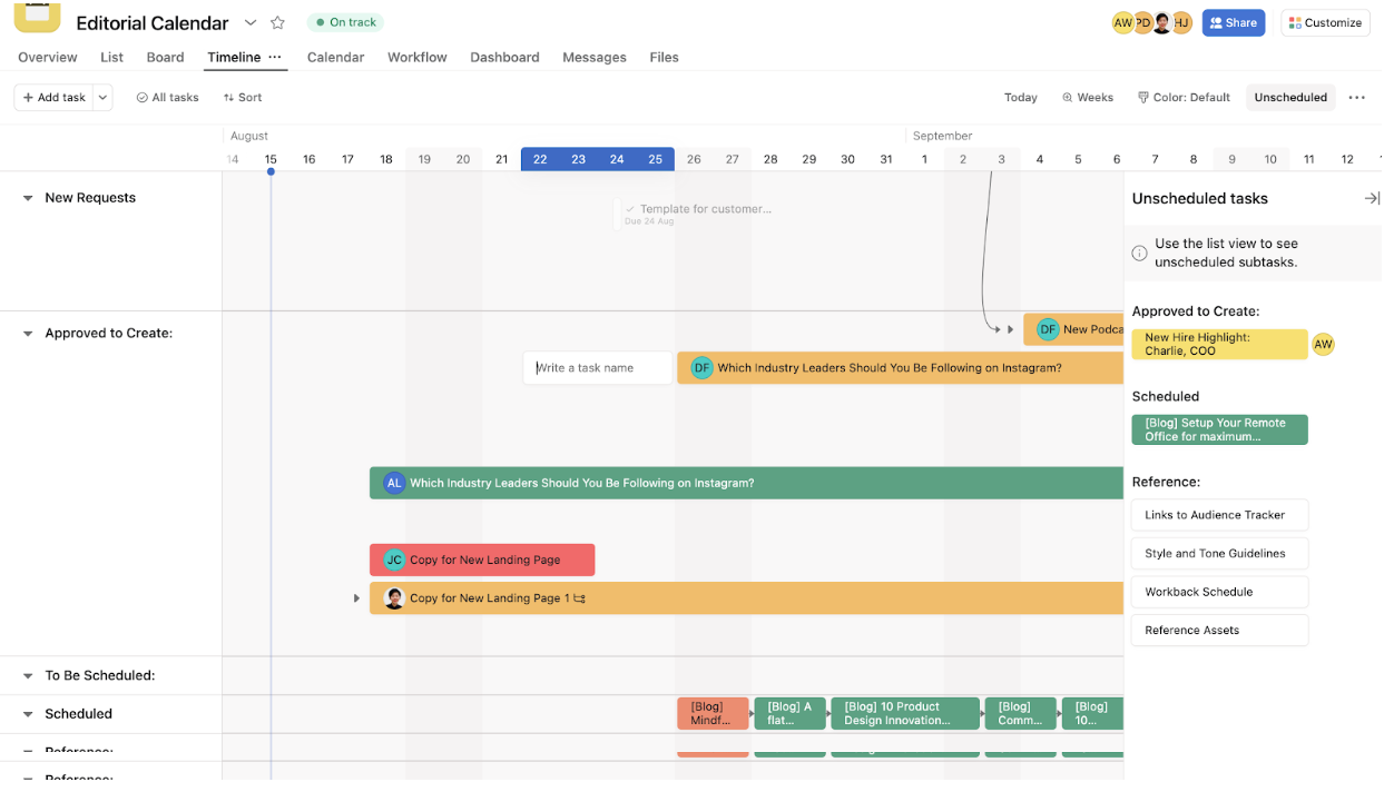 Asana workflow