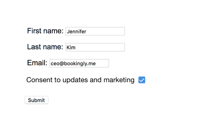 Consent checkbox demo