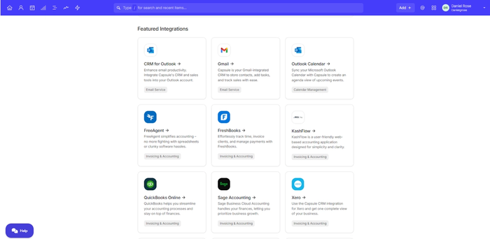 Capsule accounting integrations