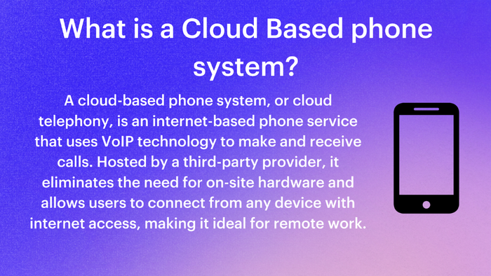 what is a cloud based phone system written on a purple background