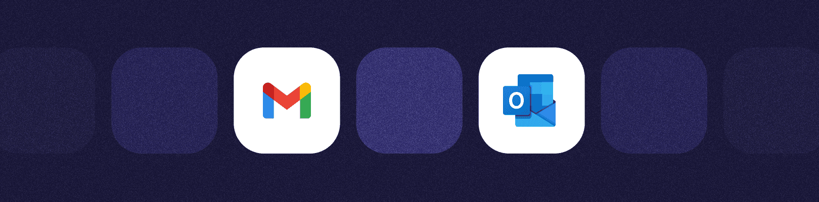 a blue background with icons for gmail and outlook