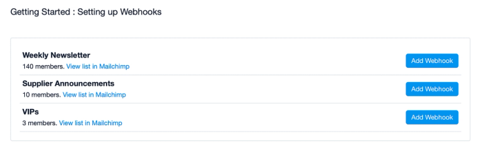 Add webhook button for each audience