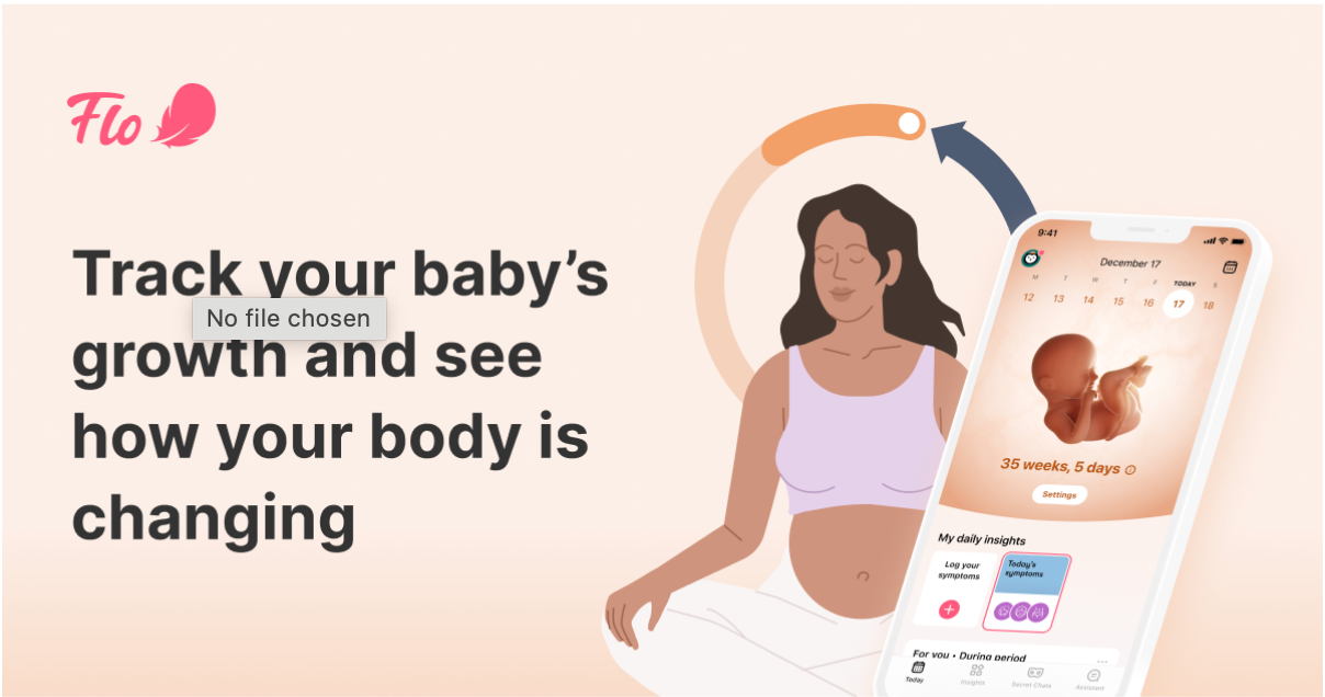 an advertisement for a pregnancy app that says track your baby 's growth and see how your body is changing