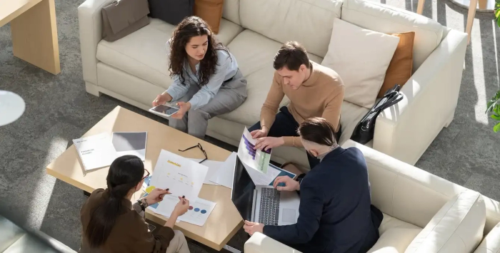 People meeting around a coffee table