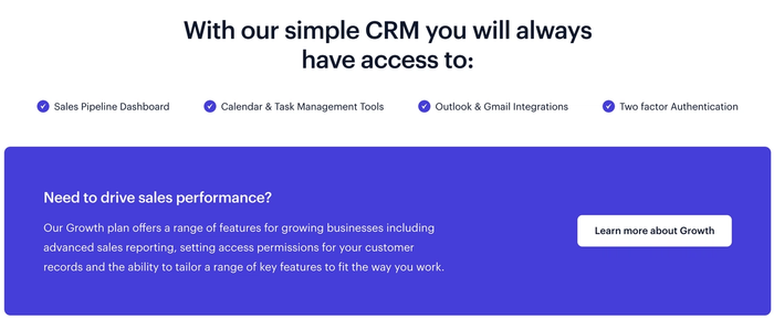 A screenshot of Capsule CRM's website
