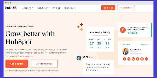 a screenshot of the hubspot customer platform website