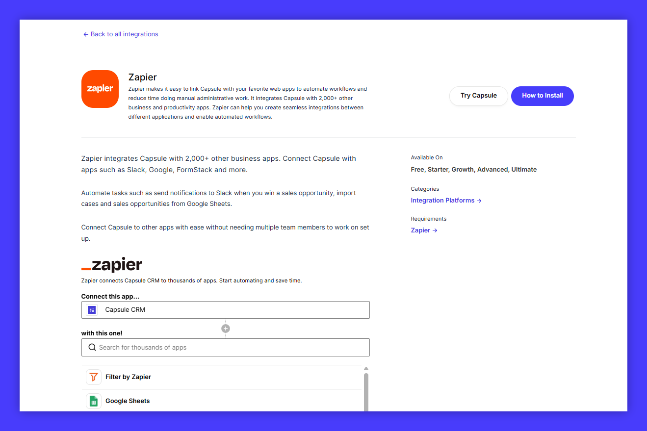 Integración de Zapier.
