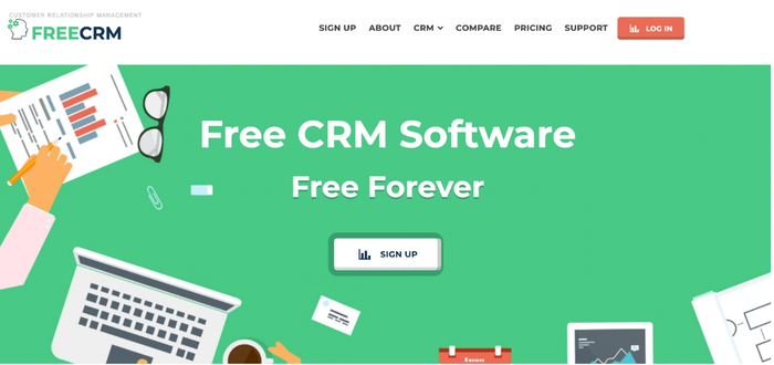 a screenshot of the free crm software website
