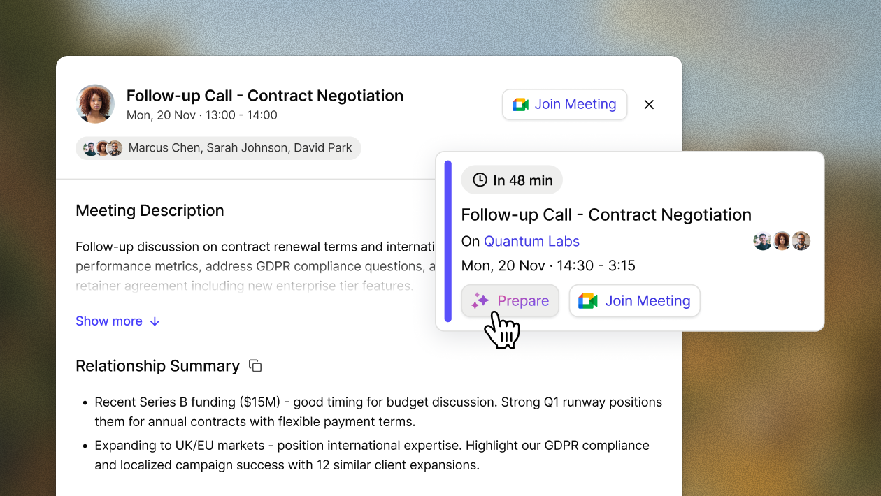 Introducing AI Meeting Prep: your briefing for every call