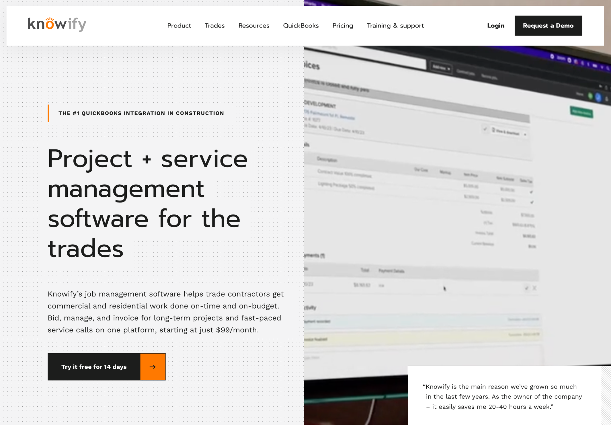 Knowify homepage