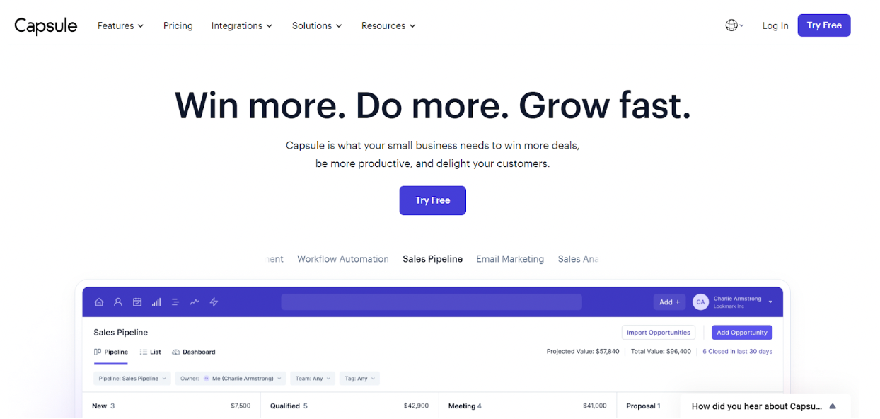the capsule website says win more do more grow fast