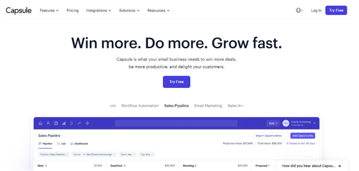 the capsule website says win more do more grow fast